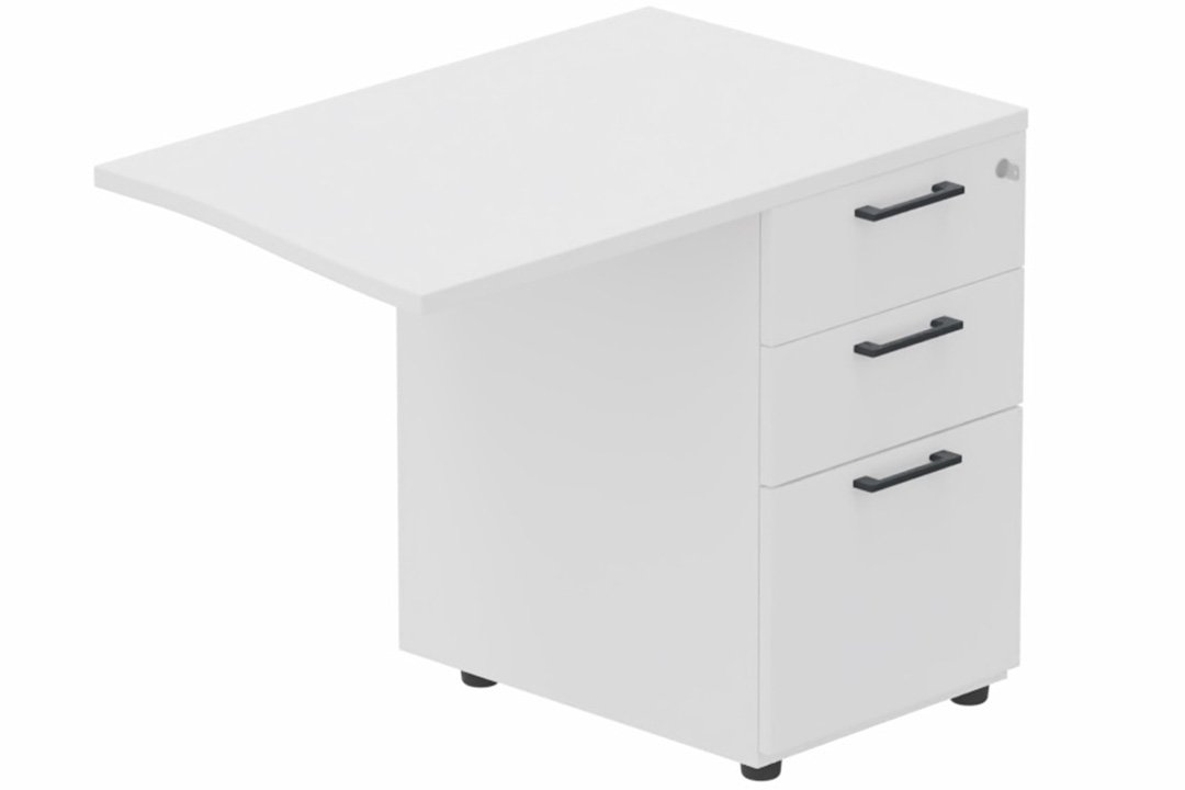 Retour vague à droite 90x60cm sur caisson porteur bois 3 tiroirs blanc/anthracite - sur délai