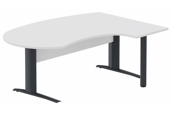 Gamme K1 - Plans compacts - K1 VDF bois compact 90° manager 190x141x104x60cm sur pied de soutien, plateau blanc, structure anthracite