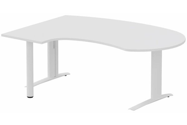 Gamme K1 - Plans compacts - K1 POUTRE compact 90° manager 190x141x104x60cm sur pied de soutien, plateau blanc, structure blanc