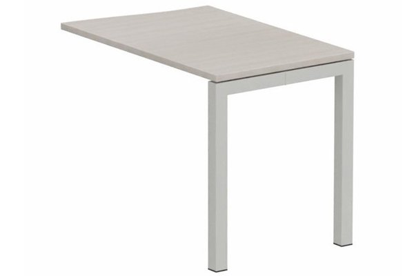 Gamme K3 - Extensions - Plans vagues - Retour vague à droite 90x60cm sur pied, plateau acacia, structure aluminium