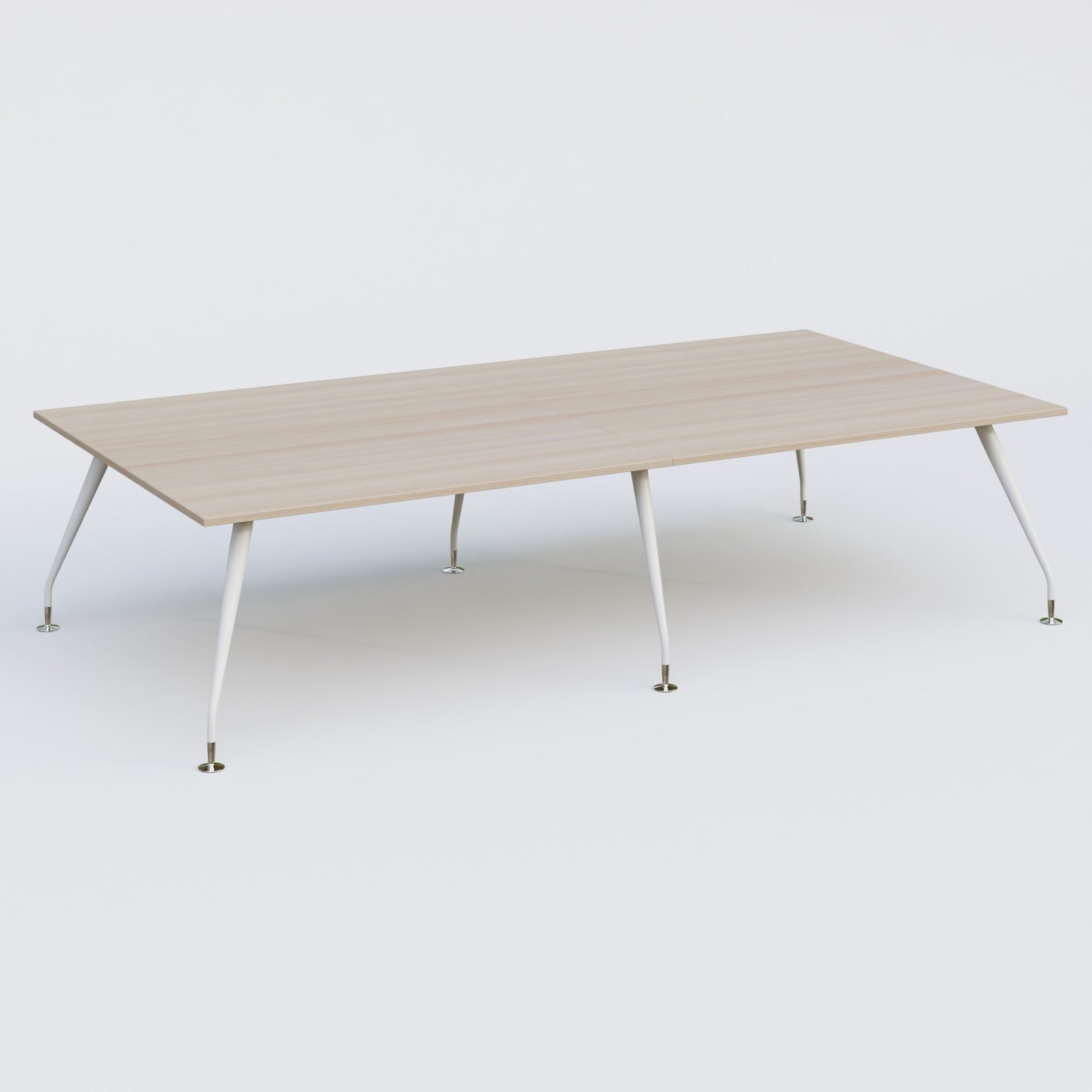 K5 table bench 320*165 cm. Plateau Acacia et pietement Blanc avec base chromé.