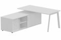 K8 Plan 160x80 avec meuble porteur (L180xP64) avec caisson 3T intégré - meuble à gauche - finition tout blanc