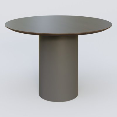 [Pas de famille] - [Pas de sous famille] - Table Basse Fashion Styl piètement colonne en métal D-26cm et plateau bois. Plateau Chêne Moka et pietement Carbon Grey.