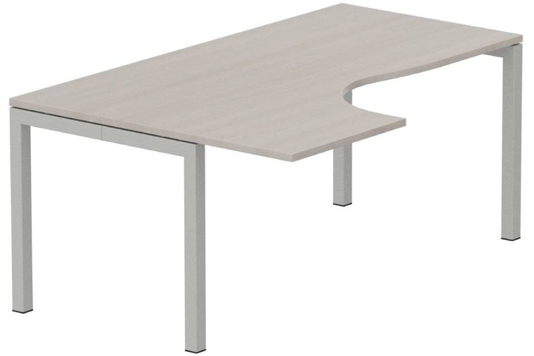 Plan Compact 90° asymétrique 160x120x80/60cm retour à gauche, plateau acacia, structure aluminium