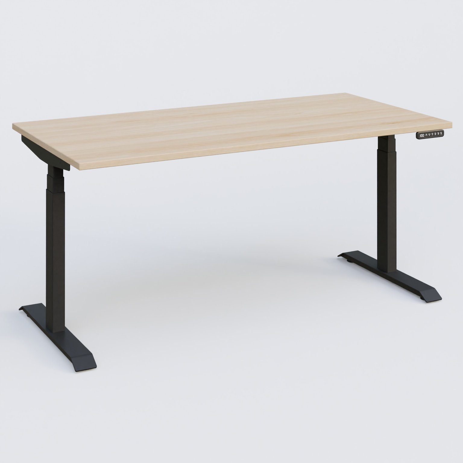 Poste solo 160*80 réglable en hauteur éléctriquement de 65-130 cm gamme KPro3. Plateau Hêtre et pietement Noir.