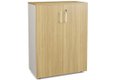 Armoire mélamine H102XL100 cm portes bois, Finitions= Top de finition : noyer / Corps d'armoire et tablettes : blanc Façade : noyer