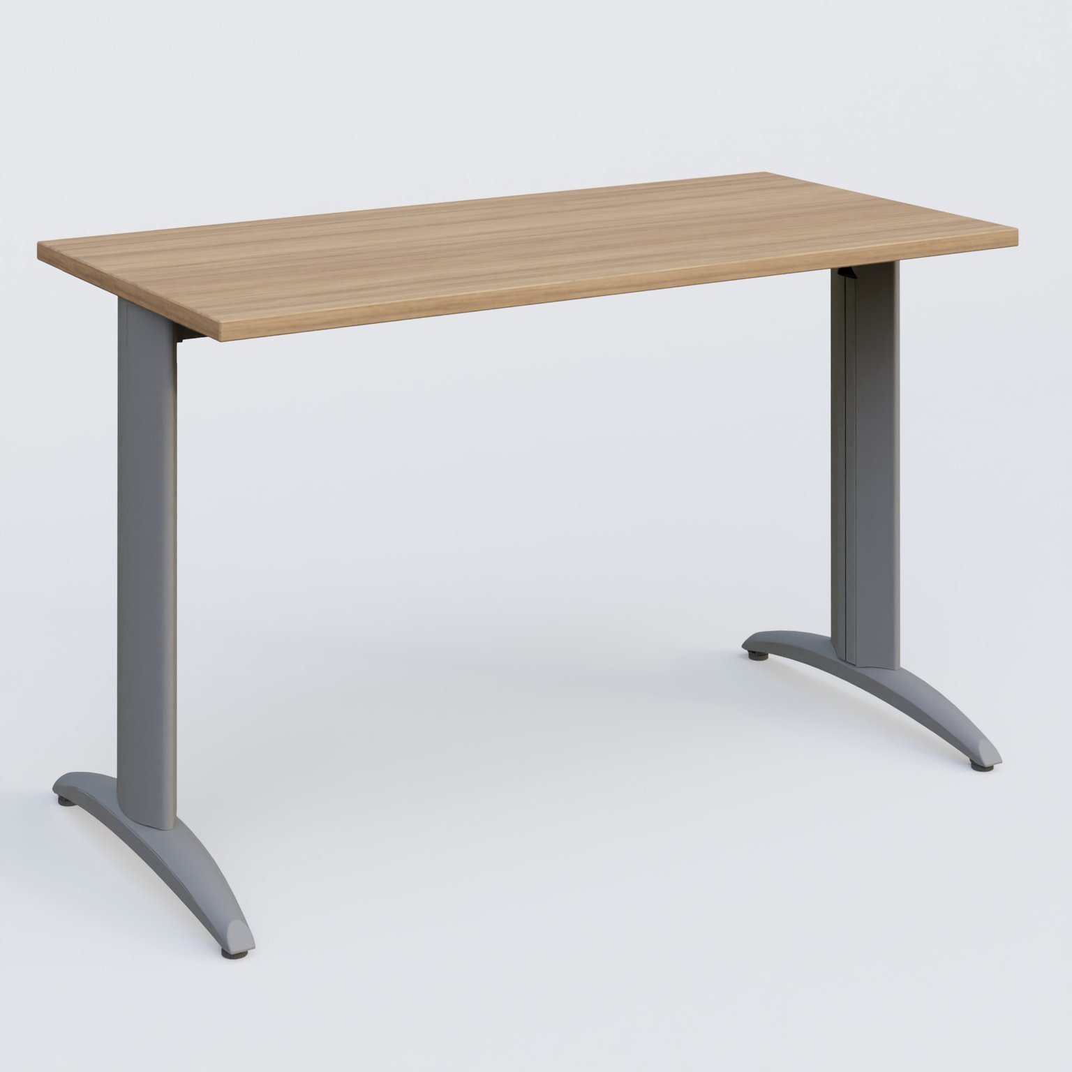 K2 Plateau droit 120x60 pieds fixe. Plateau Noyer et pietement Aluminium.