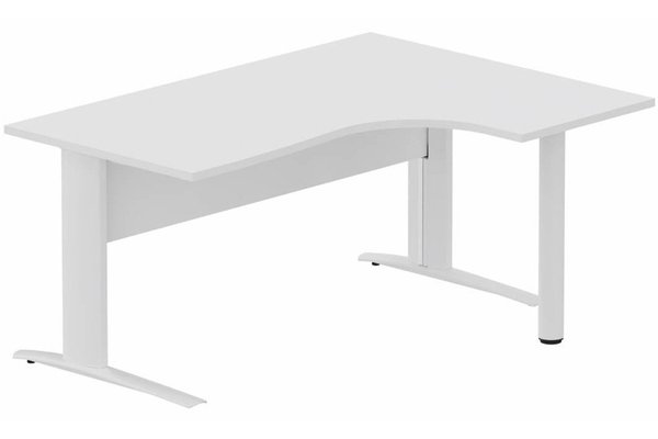 Gamme K1 - Plans compacts - K1 VDF BOIS Compact 90° asymétrique 180x120x80/60cm retour à droite sur pied de soutien blanc/blanc - sur délai