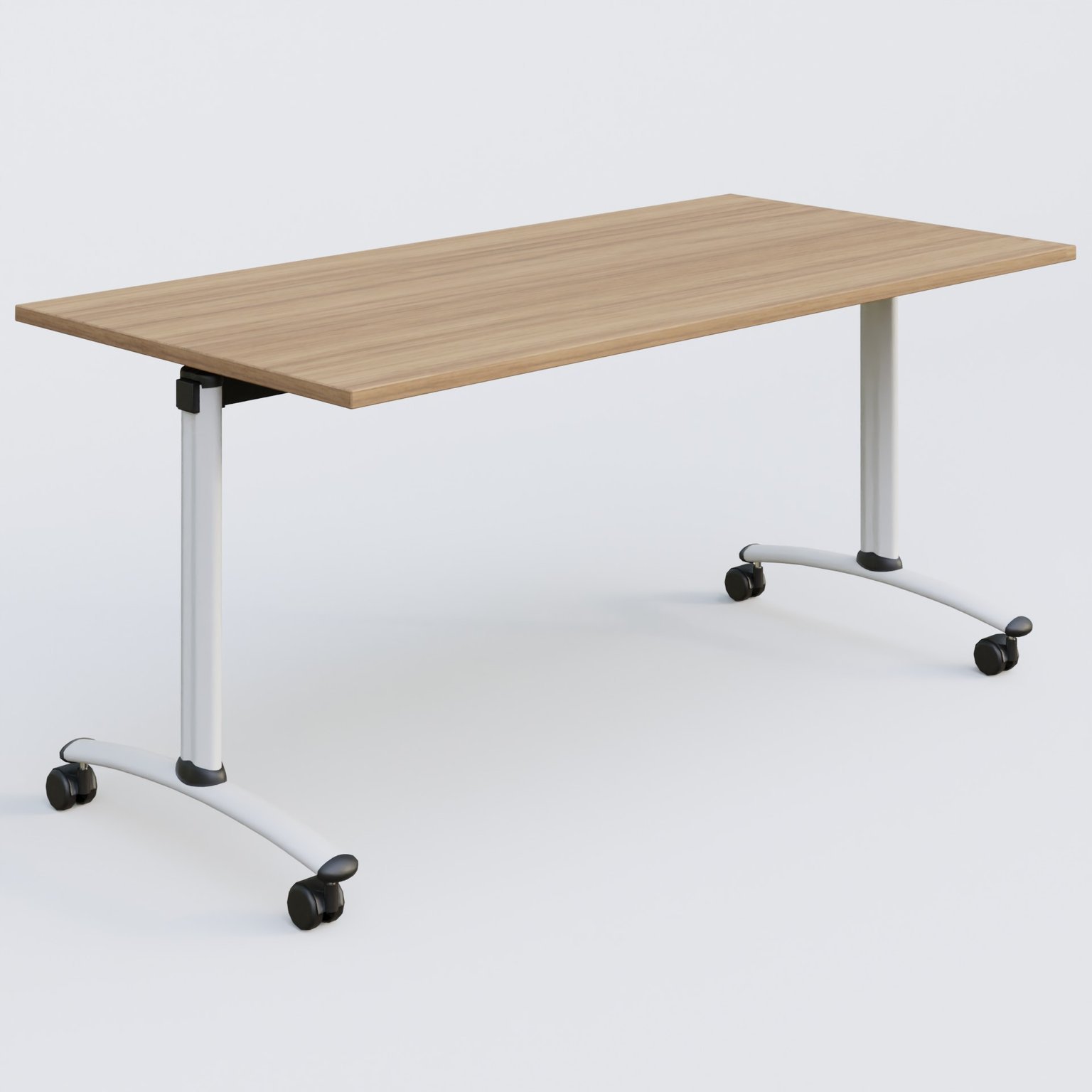 Table abattante gamme Arca 160-80 cm. Plateau Noyer et pietement Blanc.