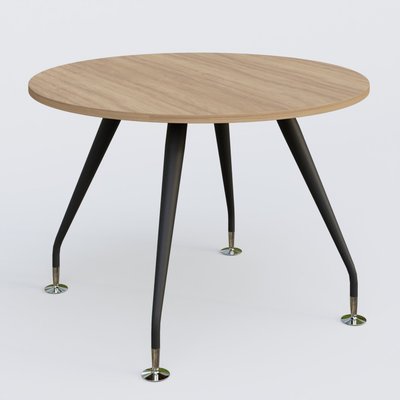 [Pas de famille] - [Pas de sous famille] - Table ronde diametre 110 cm avec 4 pieds de la gamme K5. Plateau Noyer et pietement Noir Mat