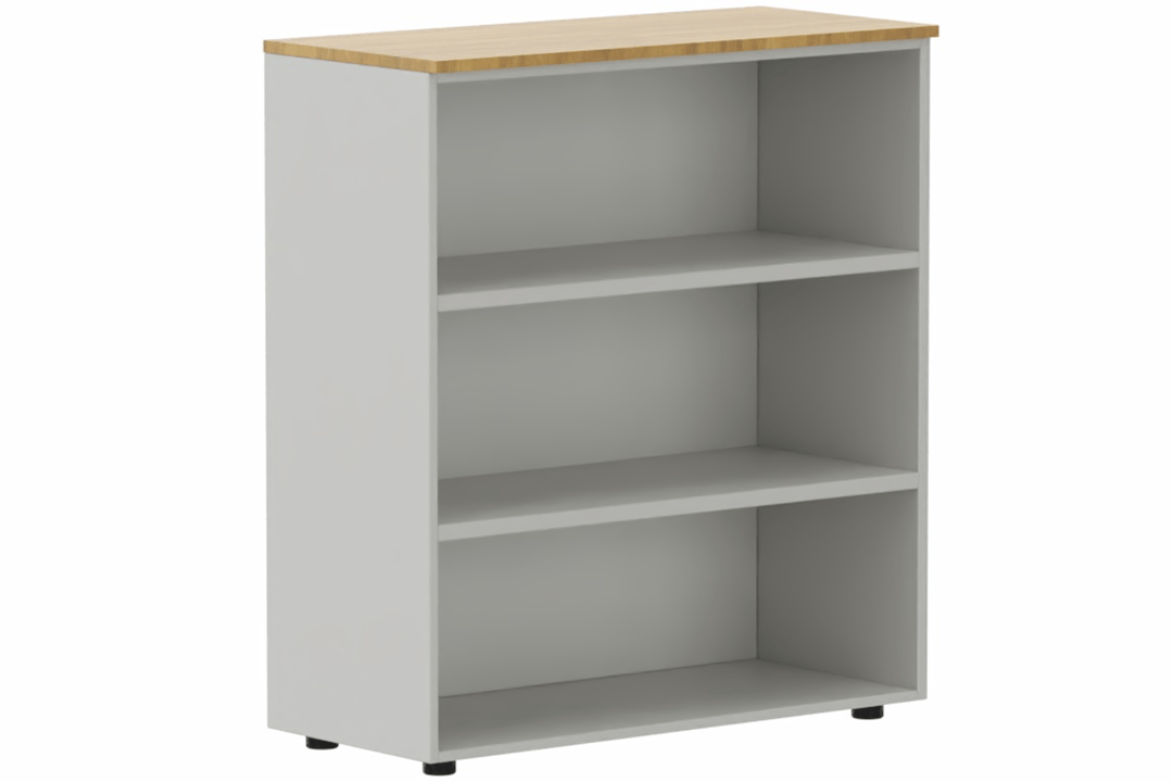 Armoire mélamine H102xL100cm sans portes, Finitions =Top de finition : noyer / Corps d'armoire et tablettes: Aluminium