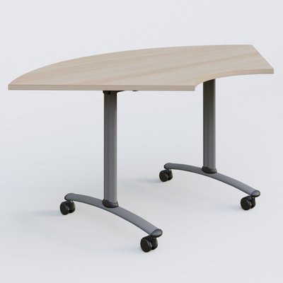 TABLES ABATTANTES - Plateaux 25 mm - Module 1/4 de couronne pour table abattante gamme Arca 120-120 cm. Plateau Acacia et pietement Aluminium.