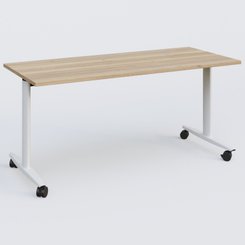 [Pas de famille] - [Pas de sous famille] - Table abattante gamme Design 160*70 cm. Plateau Chêne naturel et pietement Blanc.