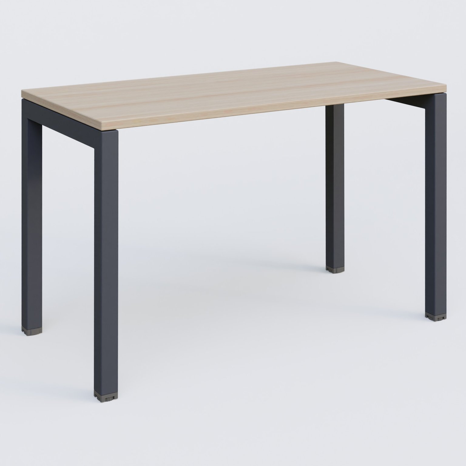 K3 Plateau droit 120x60 pieds fixe. Plateau Acacia et pietement Anthracite.
