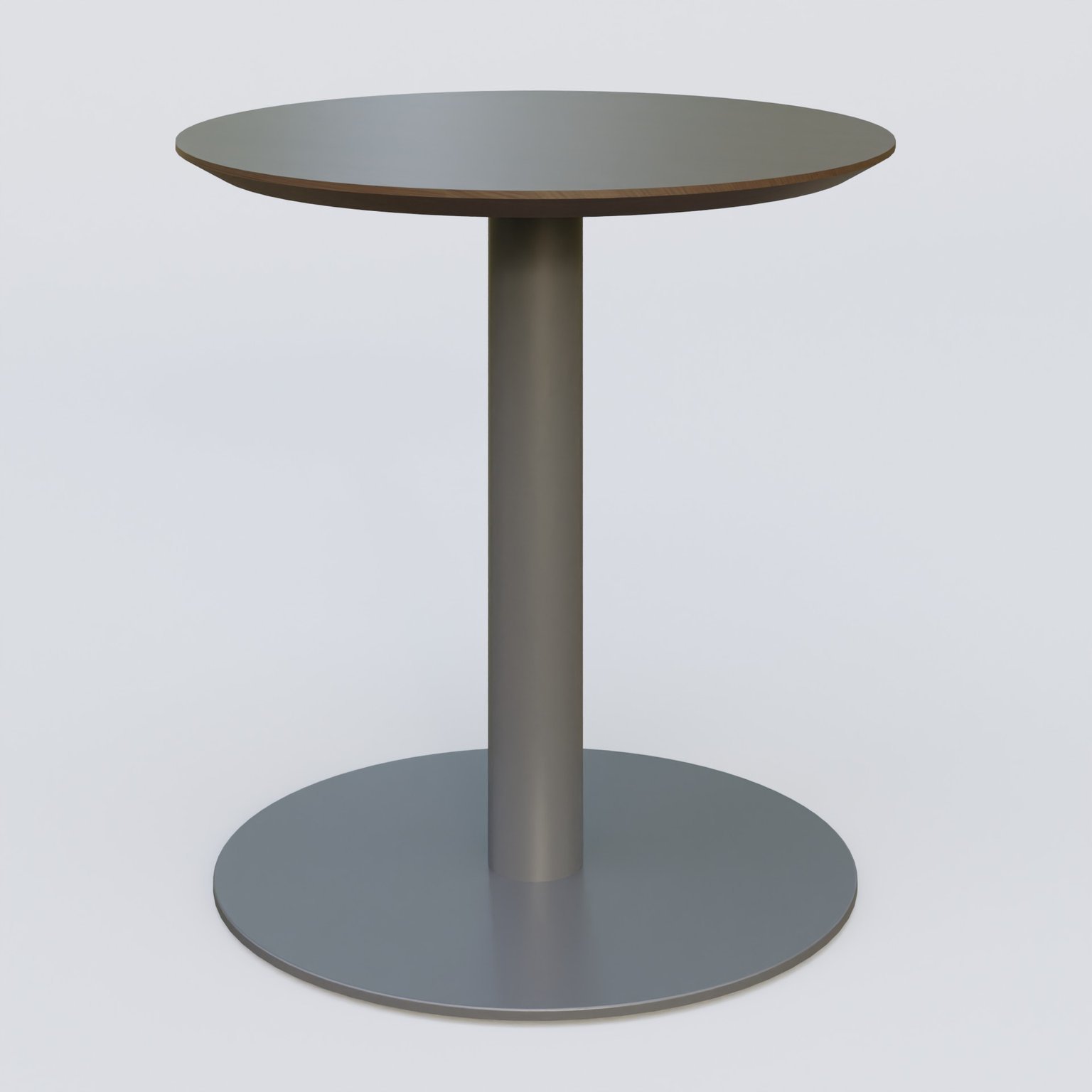 Table Basse Fashion Styl piètement colonne en métal et plateau bois. Plateau Chêne Moka et pietement Carbon Grey.