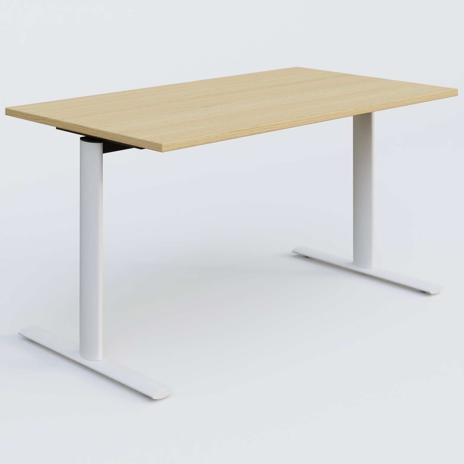 Module droit gamme Pure 140-80 cm. Plateau Chêne clair et pietement Blanc.