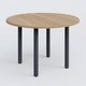 Table ronde diametre 120 cm avec quatres pieds fixes. Plateau Noyer et pietement Anthracite