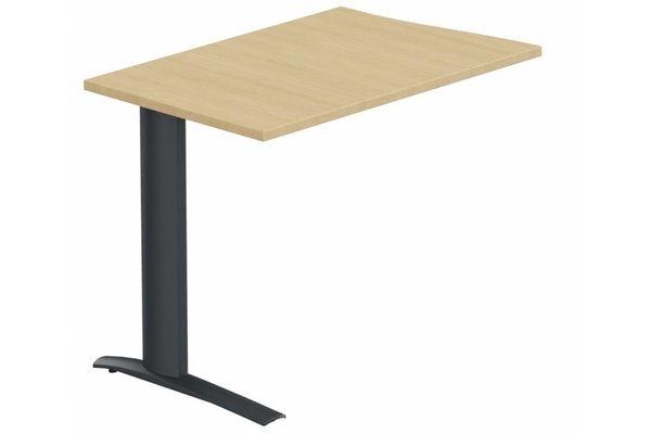 Gamme K1 - Extensions - Plans vagues - K1 Retour direct vague 90x60 sur pied à gauche Plateau : Chêne (CE) / Piétements Blanc -Finitions : PLATEAUX: CHENE (CE) / PIETEMENTS: ANTHRACITE (AN)