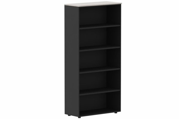 ARMOIRES SANS PORTES / BIBLIOTHEQUES - Hauteur 196 cm - Armoire mélamine H196xL100cm sans portes, Finitions = Top de finition : Acacia / Corps d'armoire et tablettes: noir