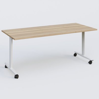 [Pas de famille] - [Pas de sous famille] - Table abattante gamme Design 180*80 cm. Plateau Chêne naturel et pietement Blanc.