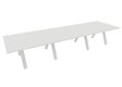TABLE RECTANGULAIRE 4 PLATEAUX 560X120CM SUR STRUCTURE X3 MEETING. Plateau Blanc et pietement Blanc.