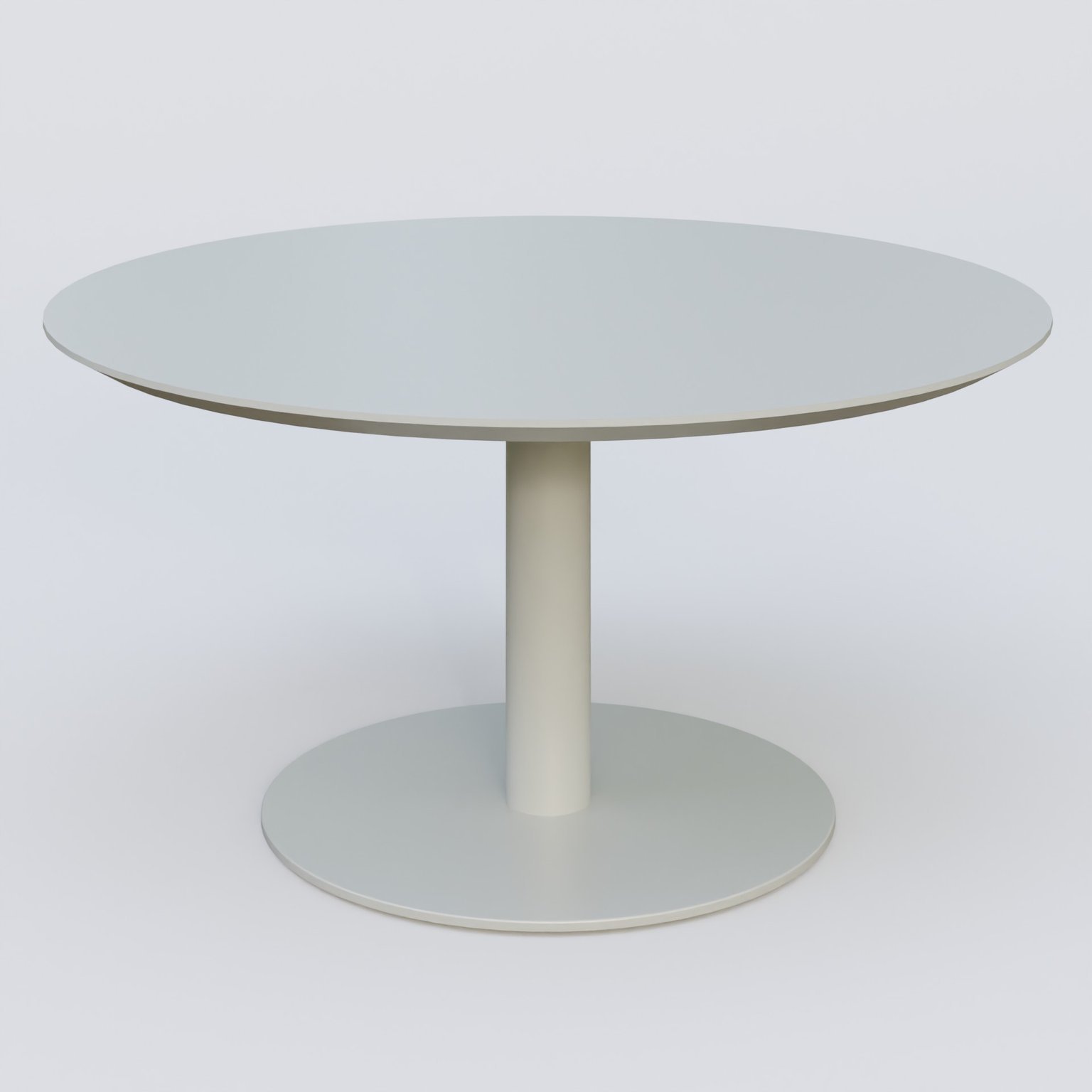 Table Basse Fashion Styl piètement colonne en métal et plateau bois. Plateau Gris (RAL 7038) et pietement Gris (RAL 7038).