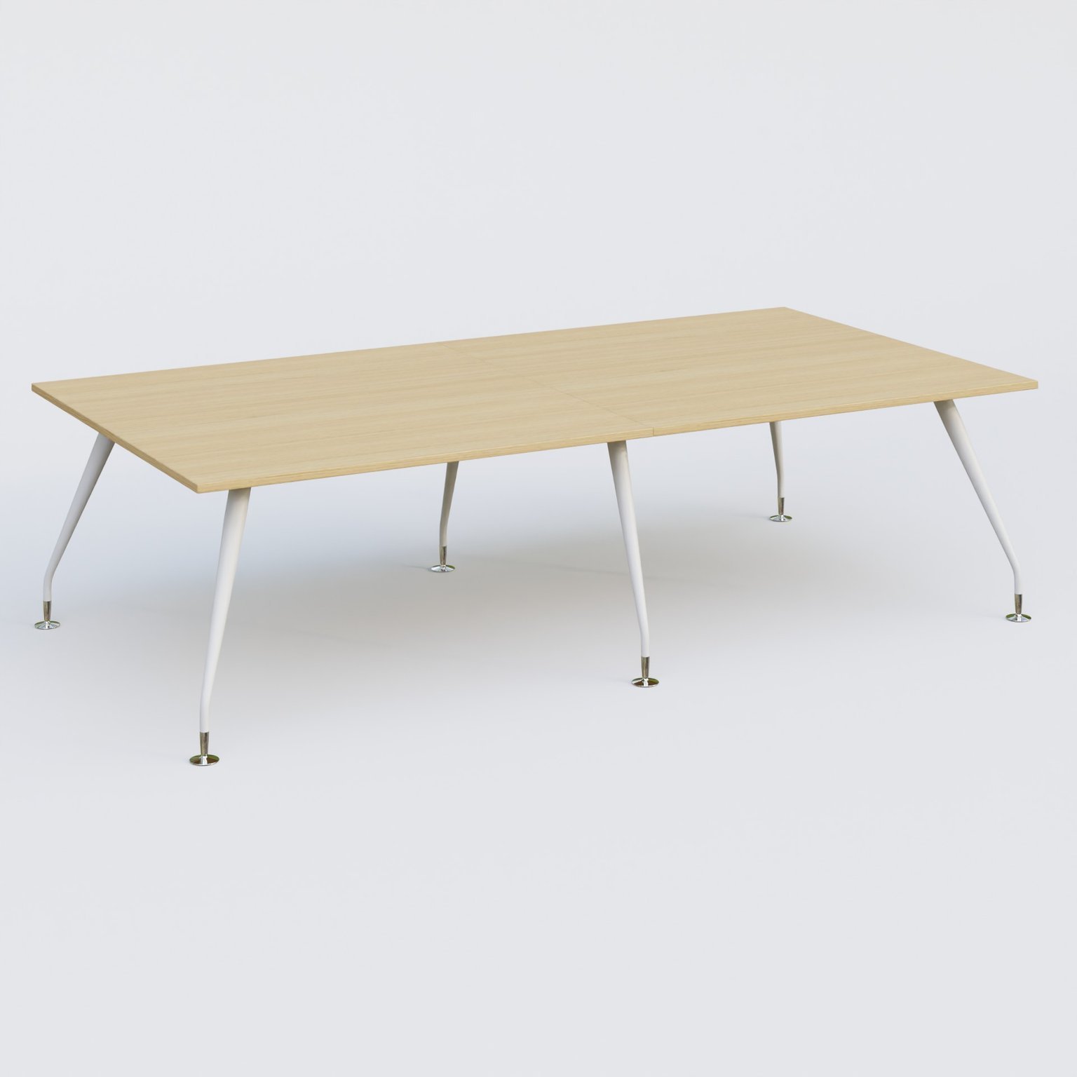 K5 table bench 280*145 cm. Plateau Chêne clair et pietement Blanc avec base chromé.