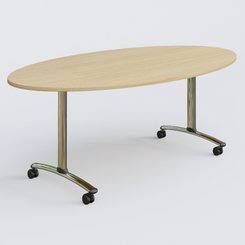 [Pas de famille] - [Pas de sous famille] - Table ovale gamme Arca 200-110 cm. Plateau Chêne clair et pietement Chrome.