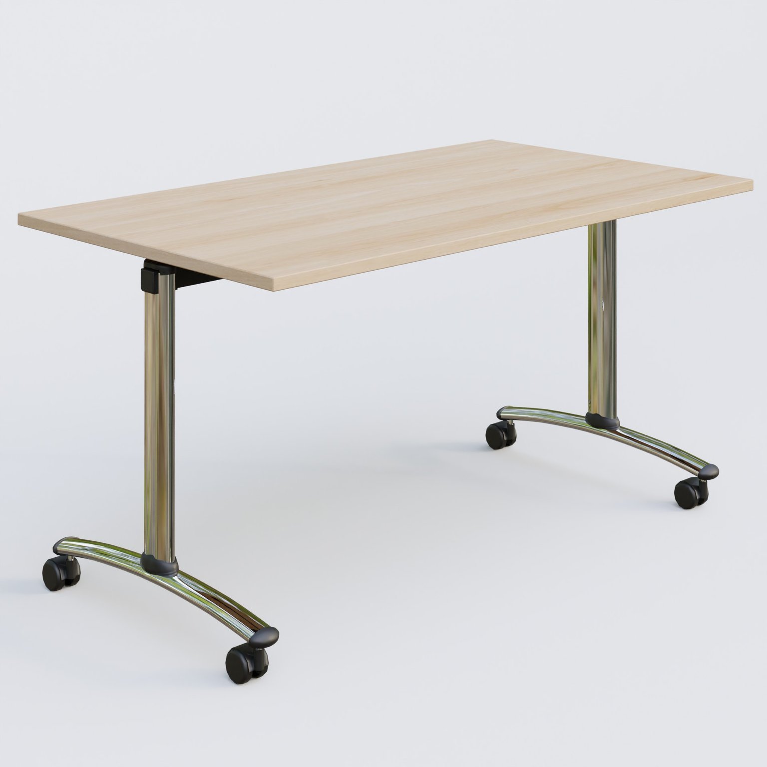 Table abattante gamme Arca 140-80 cm. Plateau Hêtre et pietement Chrome.