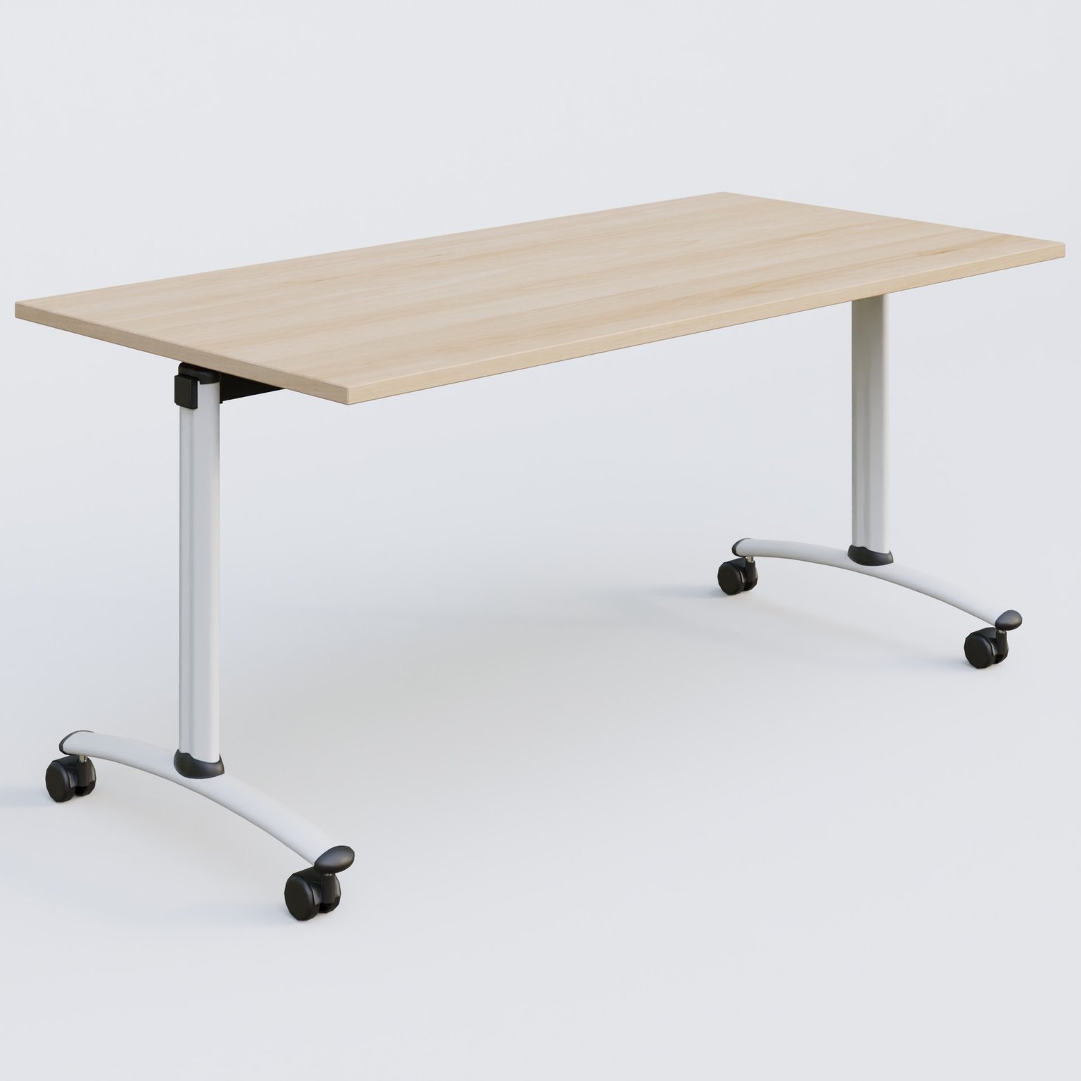 Table abattante gamme Arca 160-80 cm. Plateau Hêtre et pietement Blanc.