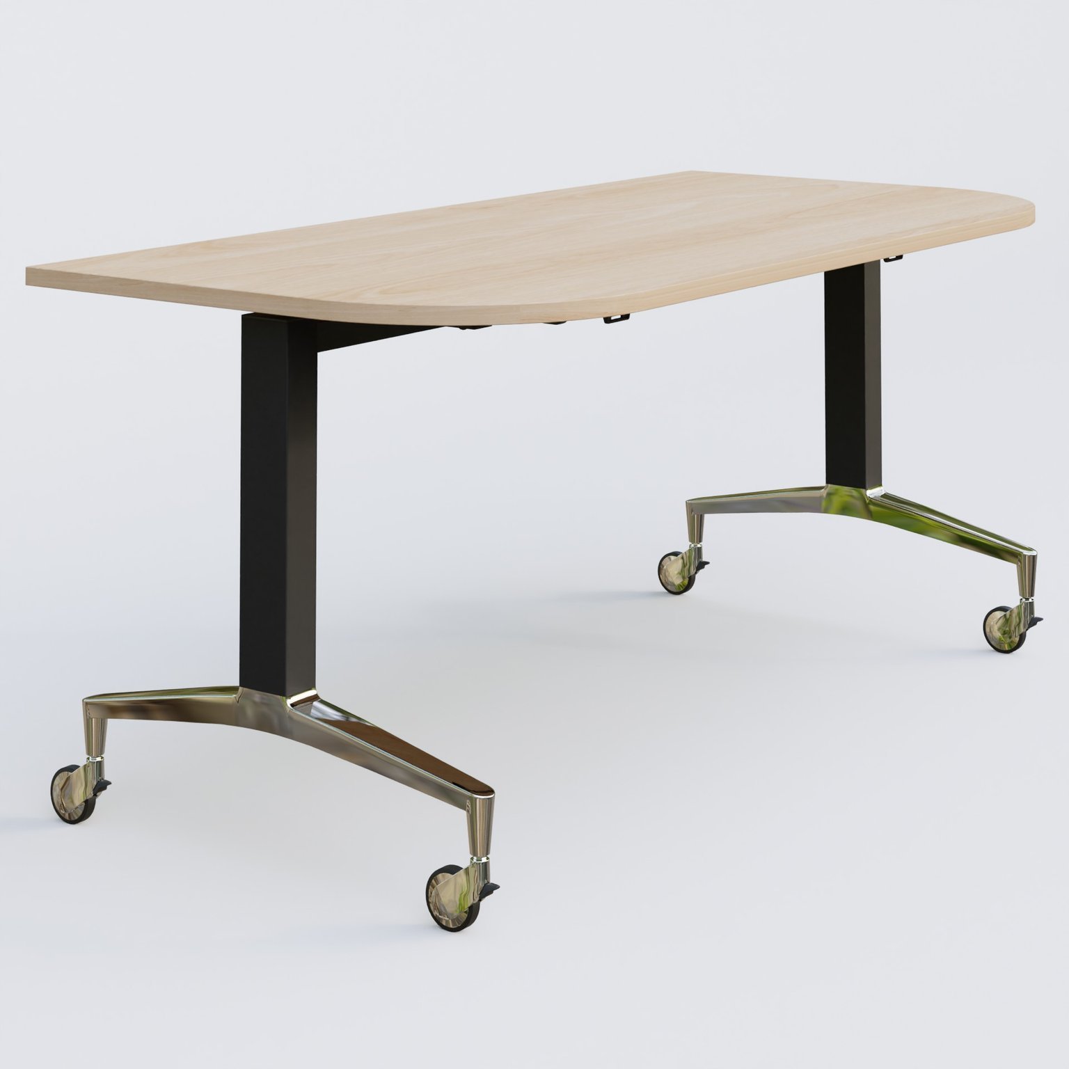 Module d'extrémité de la gamme LEM 165-80 cm. Plateau Hêtre et pietement Noir/Chrome.