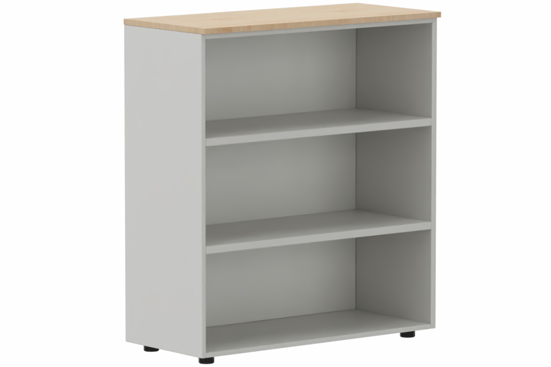 Armoire mélamine H102xL100cm sans portes, Finitions =Top de finition : Hêtre / Corps d'armoire et tablettes: Aluminium