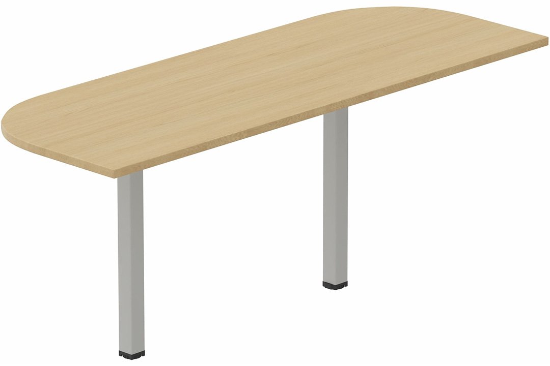 K2- Extension 1/2 lune L165xP80 sur 2 pieds de soutien -Finitions : PLATEAUX: CHENE (CE) / PIETEMENTS: ALUMINIUM (AL)