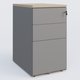 Caisson métal hauteur bureau P. 60 cm 3 tiroirs avec top L.42xP.60xH.70cm, corps aluminium, top acacia
