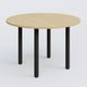 Table ronde diametre 120 cm avec quatres pieds fixes. Plateau Chêne clair et pietement Noir Mat