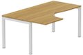 K3- Plan compact 90° asymétrique 180x120x80/60cm sur pied de soutien - retour à gauche -Finitions : PLATEAUX: NOYER (NO) / PIETEMENTS: BLANC (BL)