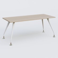 [Pas de famille] - [Pas de sous famille] - K5 plan droit 180*80 cm. Plateau Acacia et pietement Blanc avec base chromé.