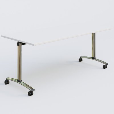 [Pas de famille] - [Pas de sous famille] - Table abattante gamme Arca 180-80 cm. Plateau Blanc et pietement Chrome.