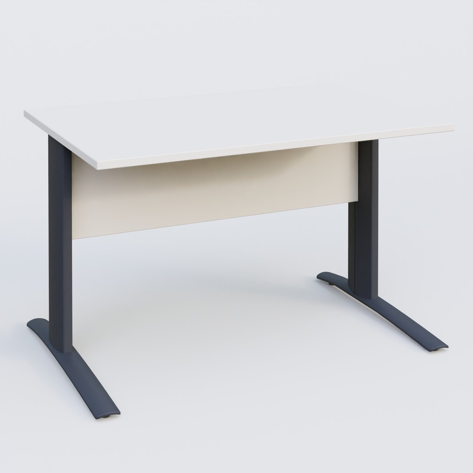 K1 Plateau droit 120x80 avec voile de fond bois. Plateau Blanc et pietement Anthracite