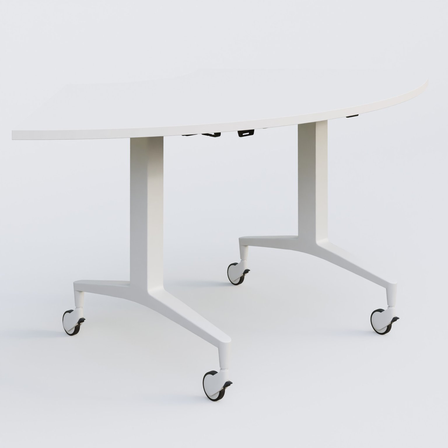 Module 1/4 de couronne de la gamme LEM 120-120 cm. Plateau Blanc et pietement Blanc.