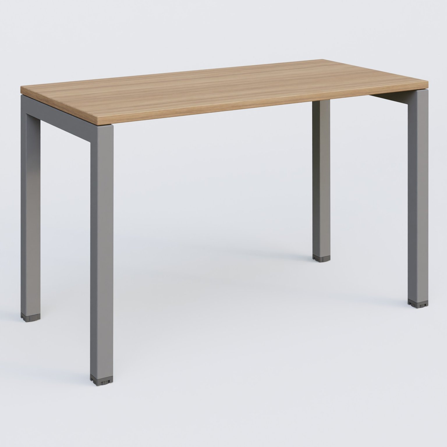 K3 Plateau droit 120x60 pieds fixe. Plateau Noyer et pietement Aluminium.
