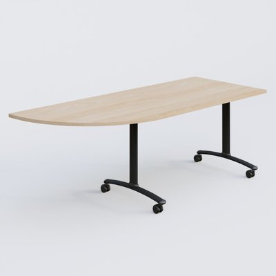 [Pas de famille] - [Pas de sous famille] - Module d'angle 90° Gauche gamme Arca 200-80 cm. Plateau Hêtre et pietement Noir.