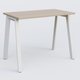 K8 plan droit 100*60 sur pieds fixe. Plateau Acacia et pietement Blanc