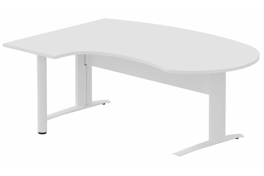 K1 VDF bois compact 90° manager 190x141x104x60cm sur pied de soutien, plateau blanc, structure blanc