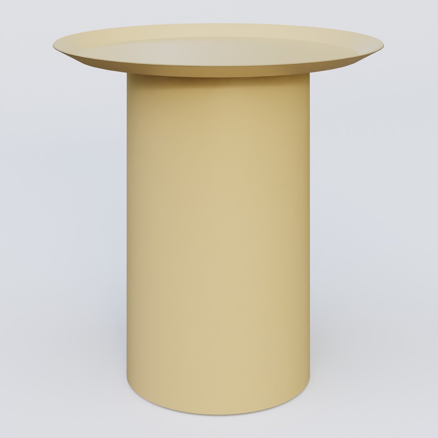 Table Basse Fashon Styl piètement colonne métalique D-26 cm. Plateau Jaune Cuivre (RAL 1002) et pietement Jaune Cuivre (RAL 1002).