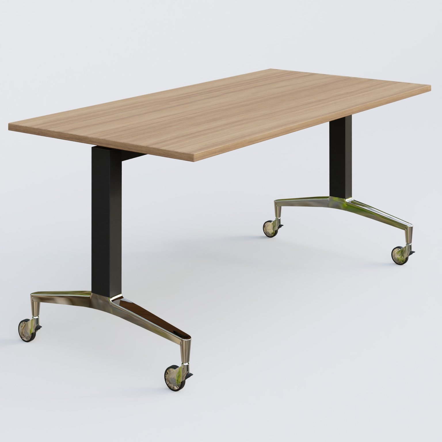 Module droit de la gamme LEM 160-80 cm. Plateau Noyer et pietement Noir/Chrome.