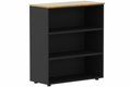 Armoire mélamine H102xL100cm sans portes, -Finitions =Top de finition : noyer / Corps d'armoire et tablettes: noir