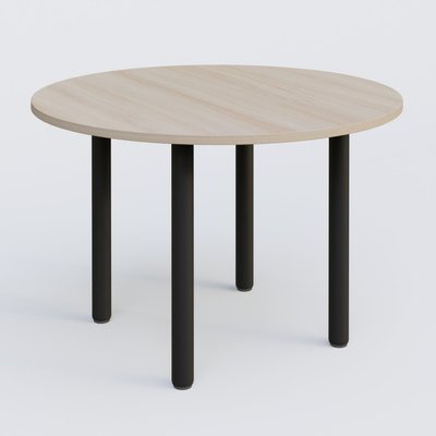 [Pas de famille] - [Pas de sous famille] - Table ronde diametre 110 cm avec quatres pieds fixes. Plateau Acacia et pietement Noir Mat