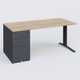 K1 Plateau droit 180x80 avec caisson métal porteur sous plateau à gauche. Plateau Chêne naturel et pietement Anthracite