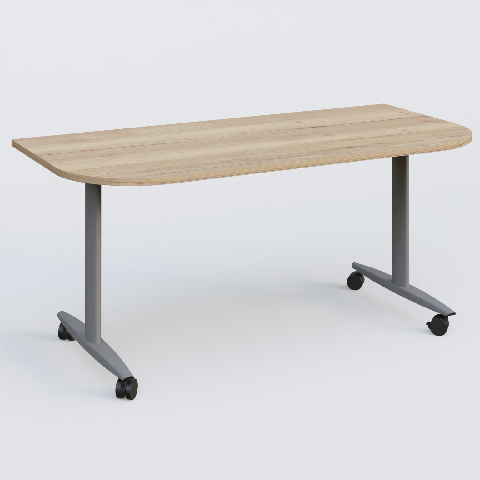 Module d'extrémité pour table abattante gamme Design 165*80 cm. Plateau Chêne naturel et pietement Aluminium.